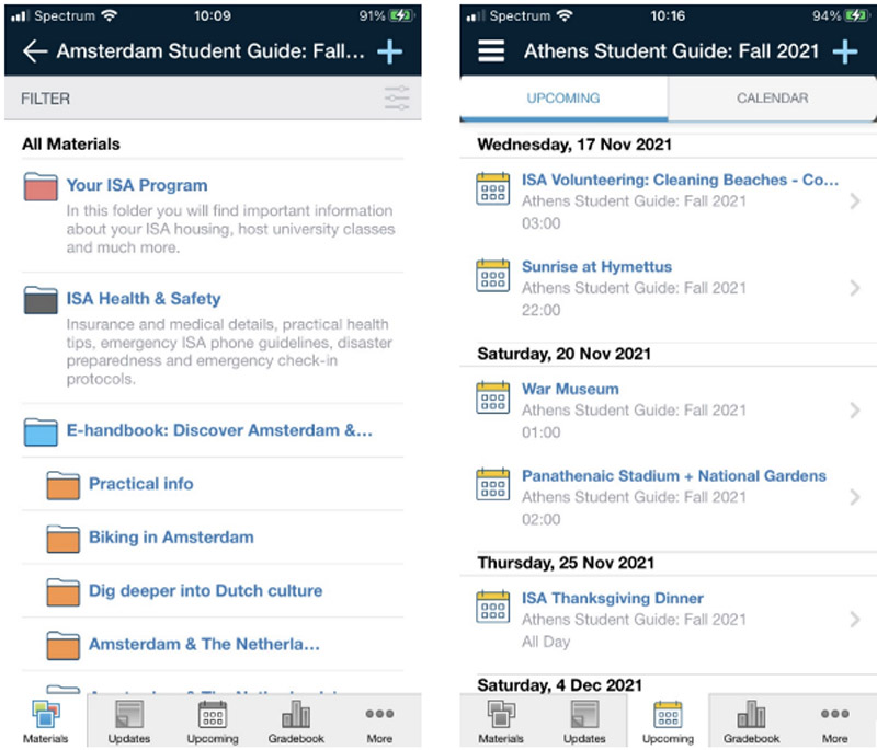 Screenshots of Schoology account pages
